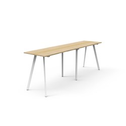 Rapidline Eternity High Bar Table 3000W x 750D x 1050mmH Natural Oak Top White Frame