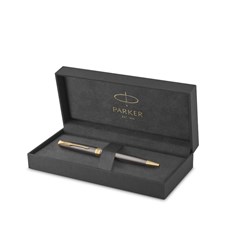 Parker Sonnet Ballpoint Pen Grey Lacquer Gold Trim Black Refill