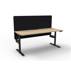 Rapidline Halo+ Single Sided Workstation + Black Eco Screen 1200Wx750Dx620-1270mmH Oak/Blk