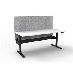 Rapidline Halo+ Single Sided Workstation + Grey Eco Screen +Tray 1500Wx620-1270mmH Wht/Bl