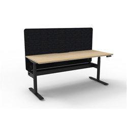 Rapidline Halo+ Single Sided Workstation + Black Eco Screen +Tray 1800Wx620-1270mmH Oak/Bl