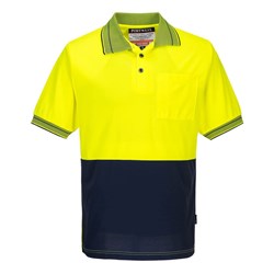 Portwest Hi-Vis Micro Mesh Polo Shirt Short Sleeve Small Yellow And Navy