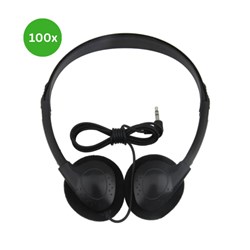 SchoolTech Light Weight Over-Ear Headphones 3.55mm Jack Black Pack Of 100