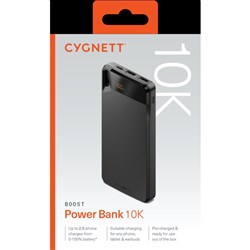 Cygnett ChargeUp Boost 4th Gen 10KmAh Power Bank USB-A And USB-C 3 Port Black
