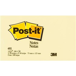 Post-It 655 Notes Original 76x127mm Yellow Pad 100 Sheets