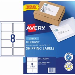 Avery Shipping Laser & Inkjet White L7165 99.1x67.7mm 8UP 800 Labels 100 Sheets