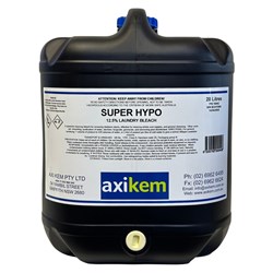 AxiKem Super Hypo Bleach 12.5% (Sodium Hypochlorite) 20L